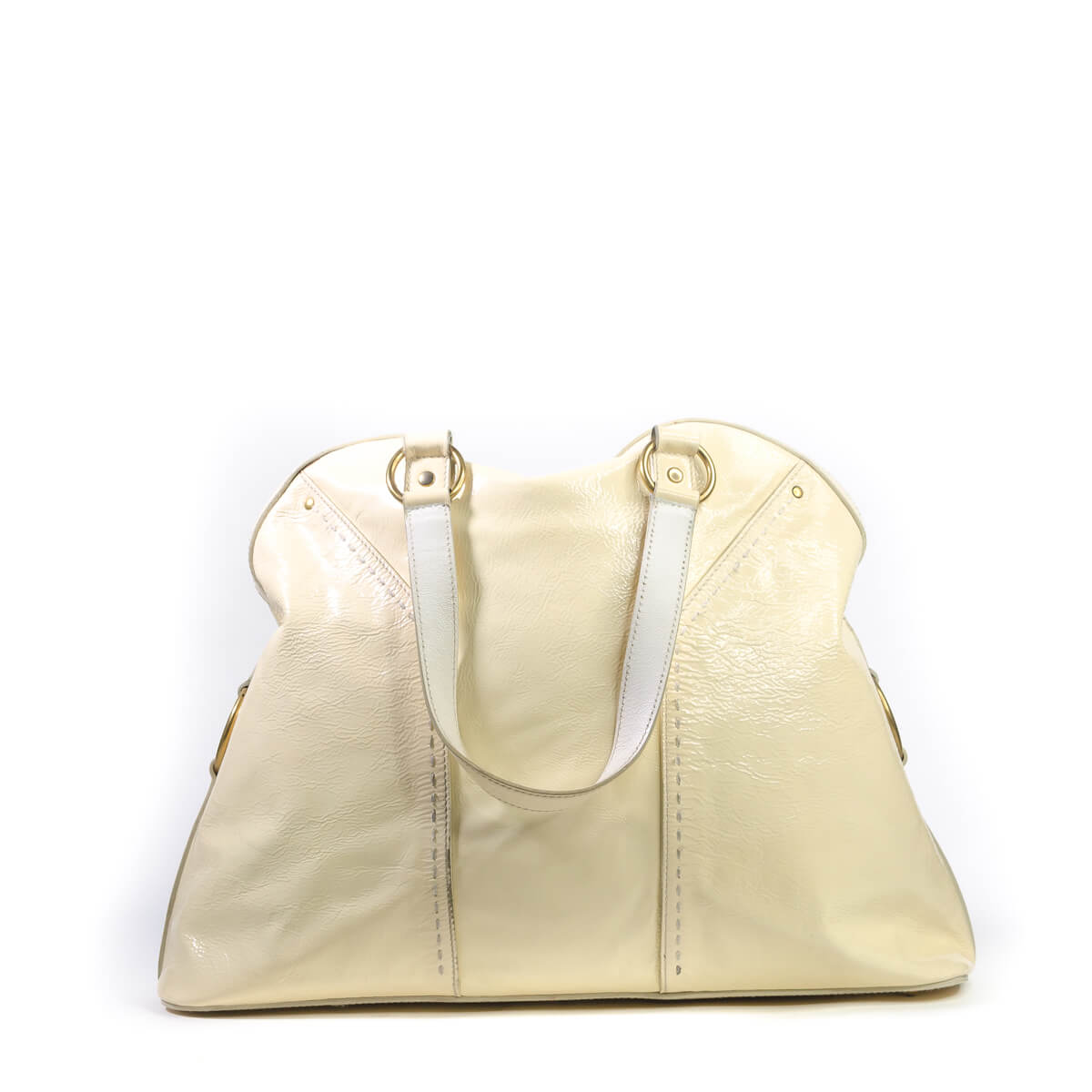 cream patent bag