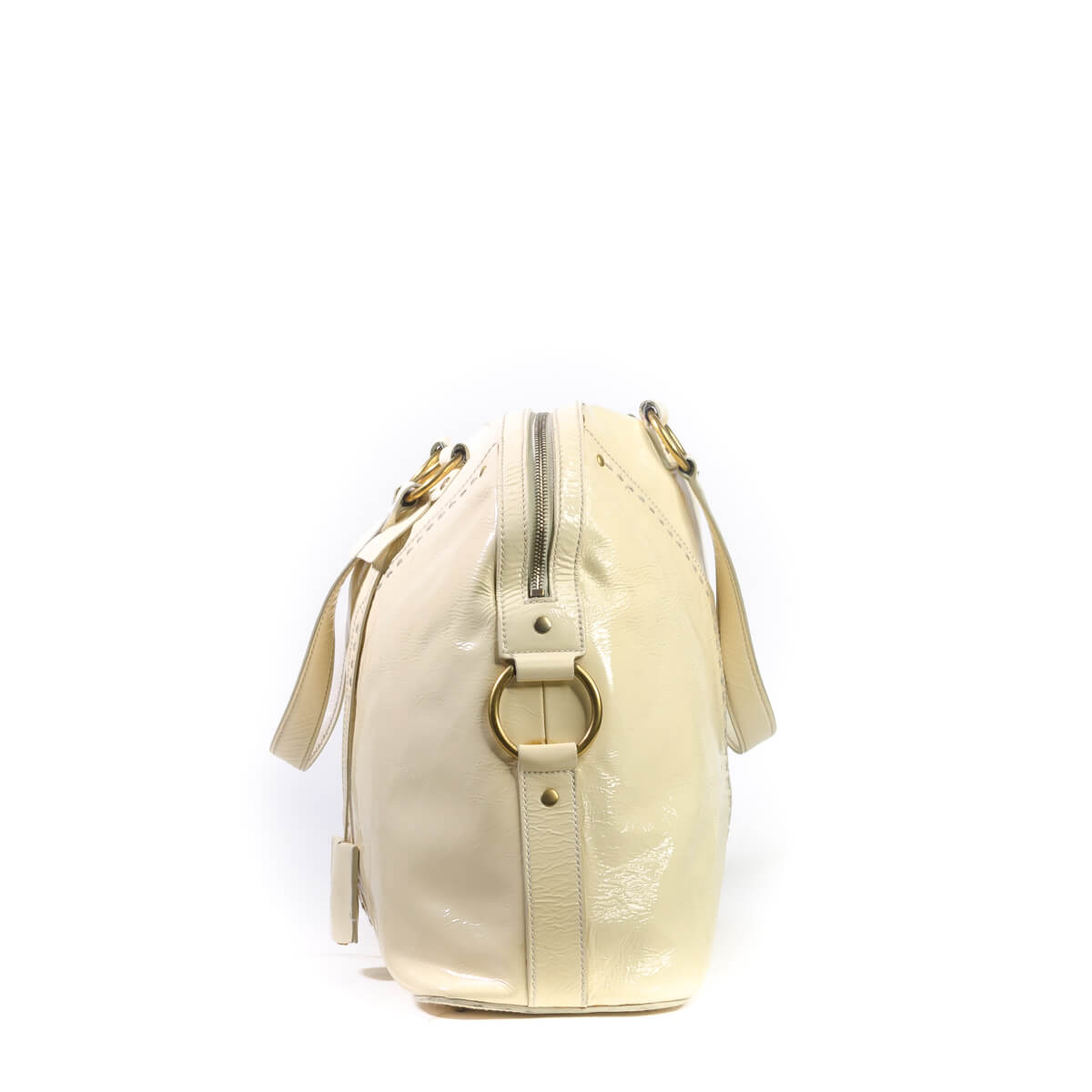 cream patent bag
