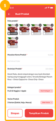 Lengkapi foto produk, dan atur produk penjualan Anda