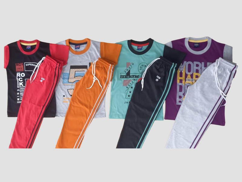 Kids full pant and t shirt set for children in cotton fabric