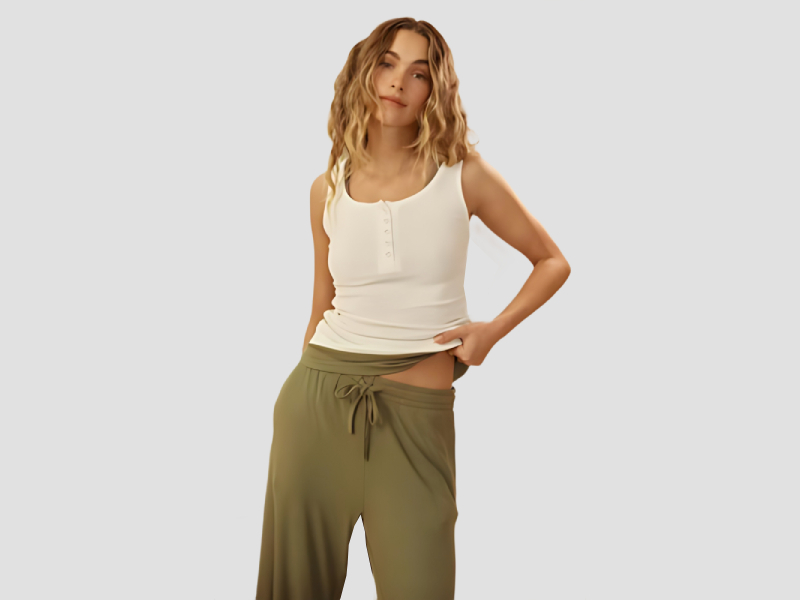Women ribbed sleeveless tank top and pants set