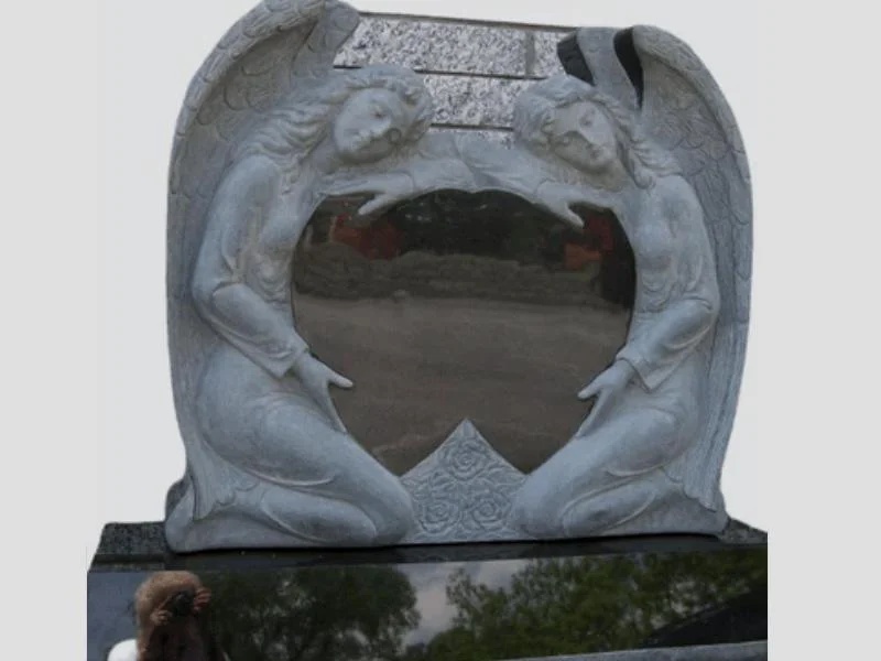 Heart Shape Monument with Angel – Premium Carved Granite Memorial