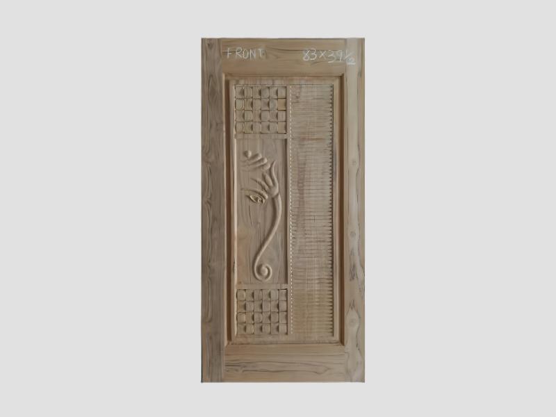 Handcrafted Teak Wood Carved Door With Artistic Detailing