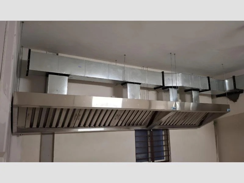 Gun Type Hood with GI Ducting for Exhaust System
