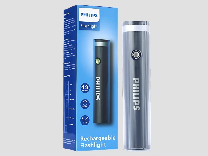 Philips ABS 21cms Multi-Functional Rechargeable Flashlight & Portable Torch Light – 400/350Lumens,150m Range, 2000mAh SFL1188/