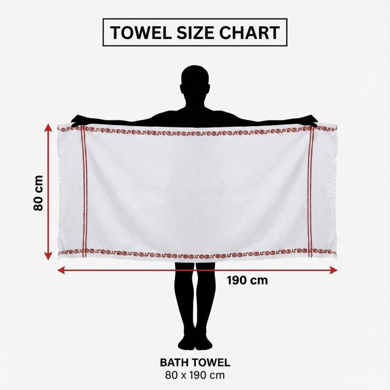 120 Gram Cotton White Floral Gamcha For Regular Bath And Personal Use