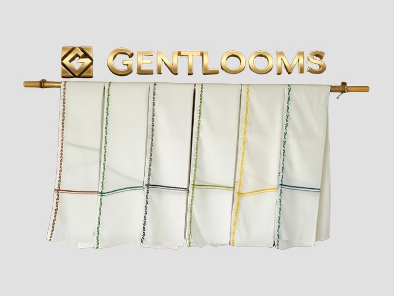 Cotton White Floral Border Gamcha Full Size Multipurpose Gentlooms