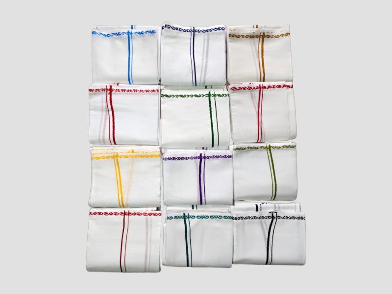 Traditional Cotton Dhoti With Colored Border For Ceremonial Use