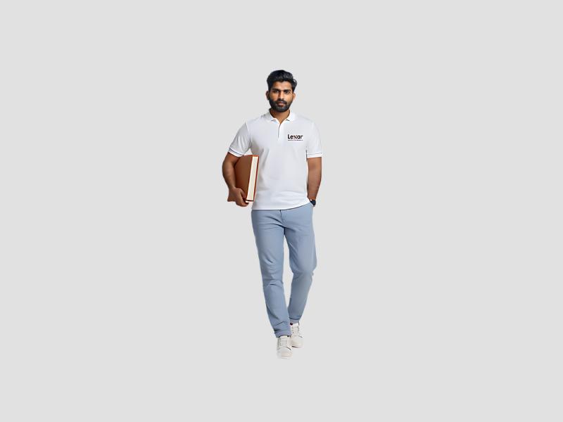 Custom Logo Polo T Shirt White Cotton for Office Teams