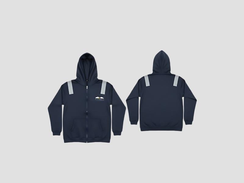 Hooded Safety Sweatshirt Reflective Zipper Jacket for Industrial Workers