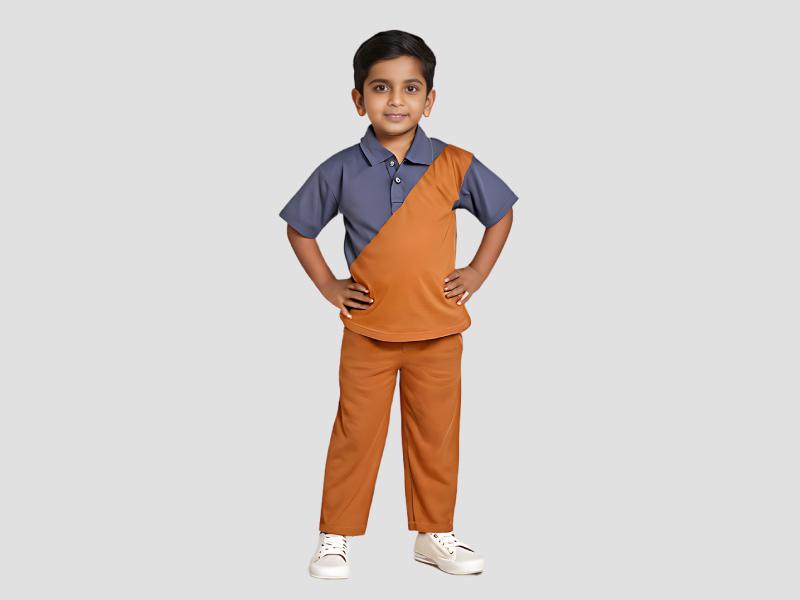 Kids School Uniform Polo T Shirt and Pant Cotton Apparel Set