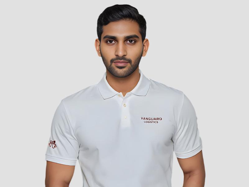 Office Staff Polo T Shirt White Breathable Fabric