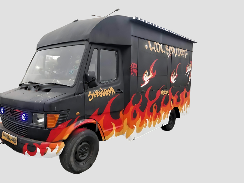 LED Canopy Food Cart with Steel Counter for Street Vending