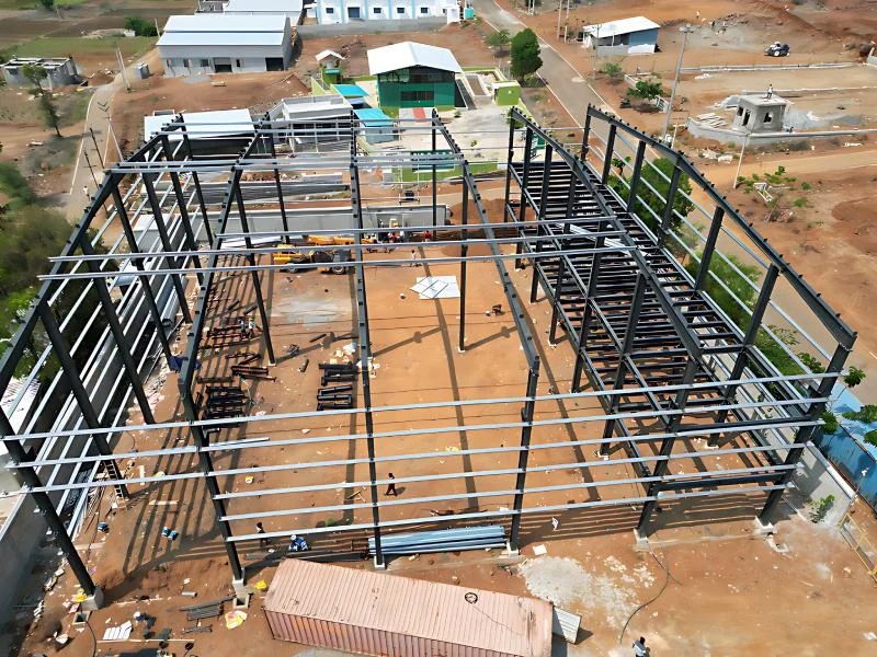 Construction Site Internal Layout With Steel Mezzanine Framework