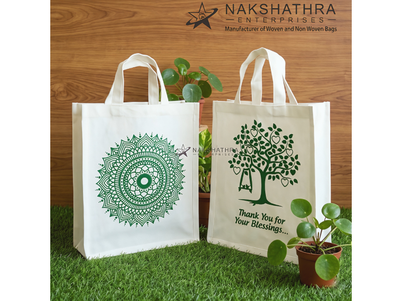 Cotton Canvas Botanical & Mandala Art Bag