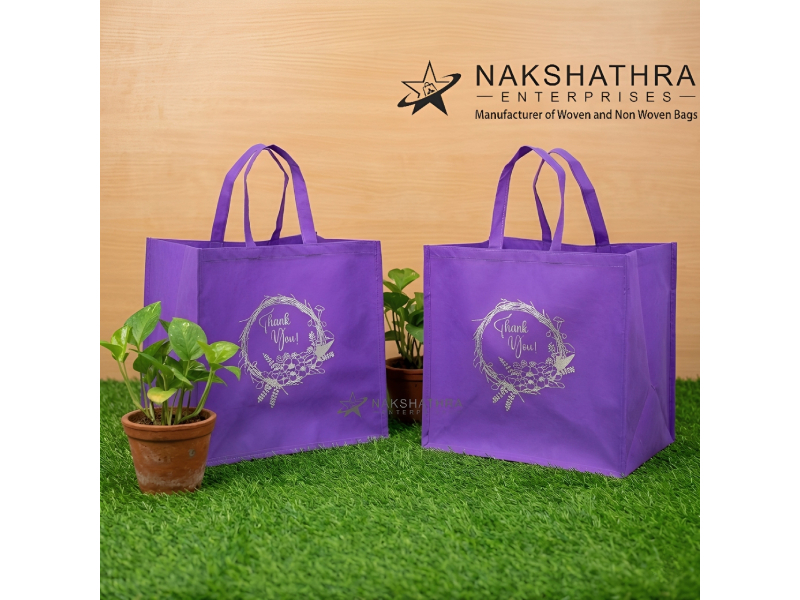 Solid Purple Non-Woven Floral Wreath Thank You Bag