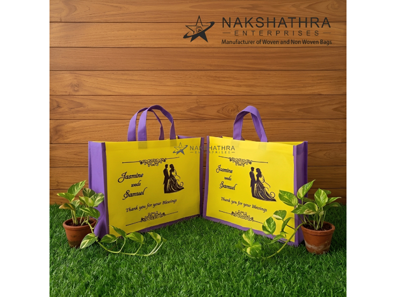 Two-Tone Yellow & Purple Non-Woven Wedding Bag