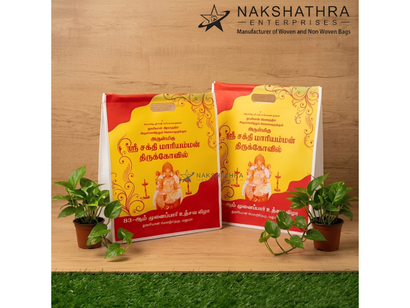 Vibrant Non-Woven Temple Festival D-Cut Bag