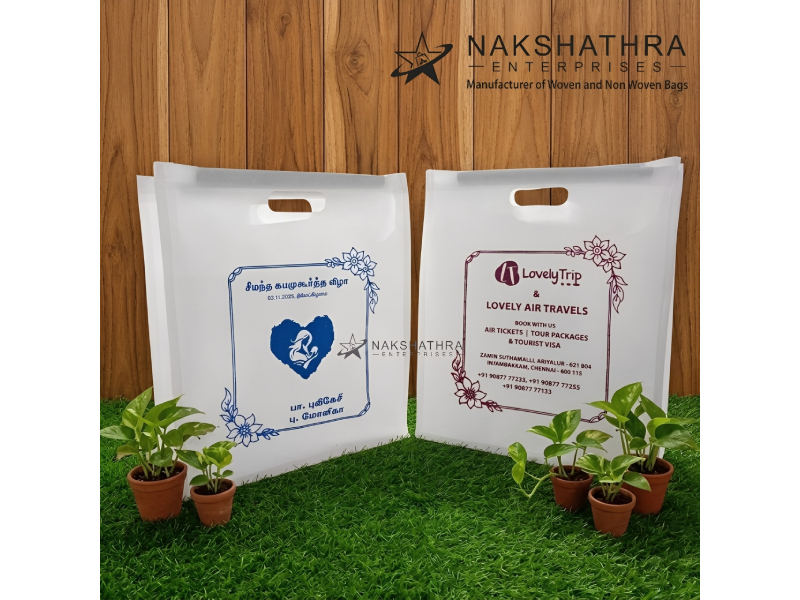 White D-Cut Non-Woven Custom Printed Event Bag