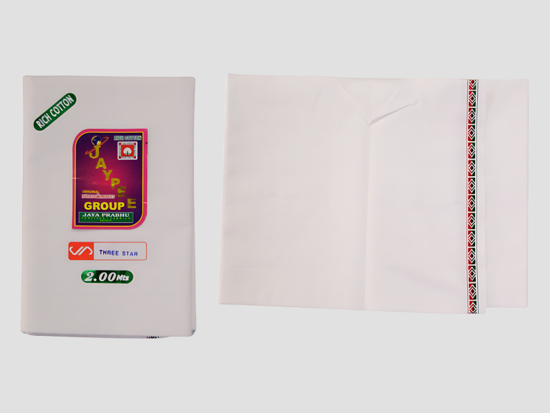 Three Star White Rich Cotton Lungi