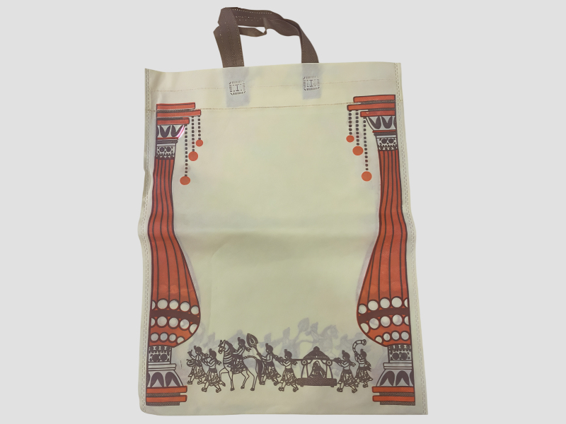 Cream Baraat Theme Wedding Print Non Woven Carry Bag