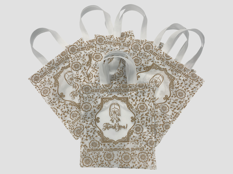Gold Floral Vine Thank You Non Woven Wedding Carry Bag