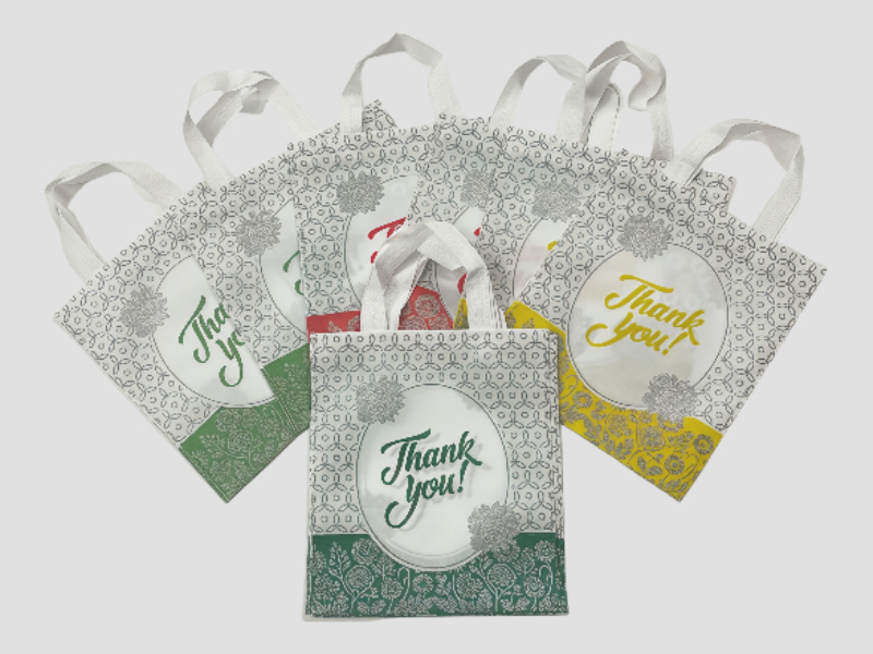 White Green Floral Border Thank You Non Woven Bag