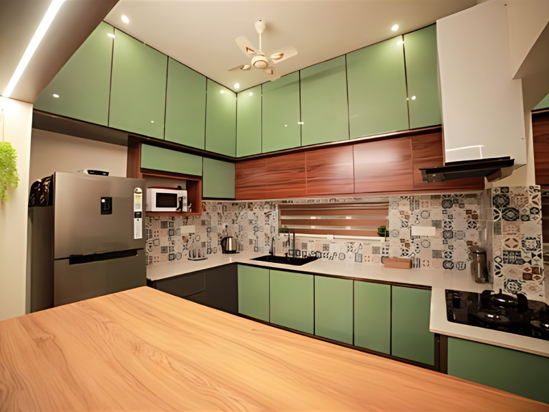 Aluminium Modular Kitchen Cabinet System with Island Layout for Cooking Areas