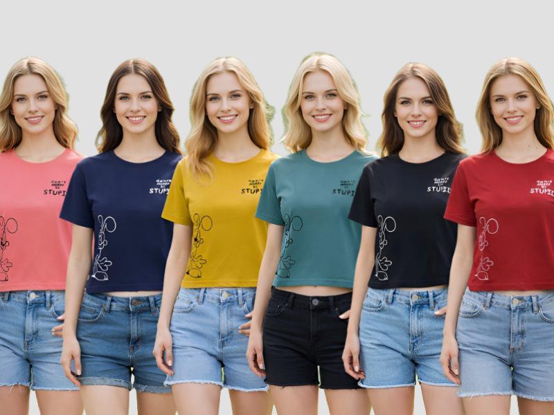 Women Minimalist Graphic Cotton Crop Top For Everyday Use Mia Signora