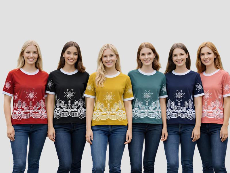 Women Modern Geometric Cotton T-Shirt For Lifestyle Occasions Mia Signora