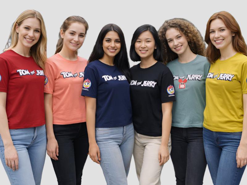 Women Playful Cartoon Motif Cotton T-Shirt For Leisure Outings Mia Signora