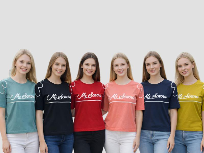 Women Scripted Motif Cotton Blouse For Chic Daily Wear Mia Signora