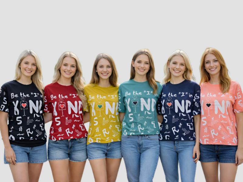 Women Typographic Text Cotton Top For Daily Functional Wear Mia Signora