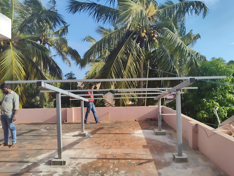 Flat Roof Solar Panel Mounting Structure Steel Fabricated