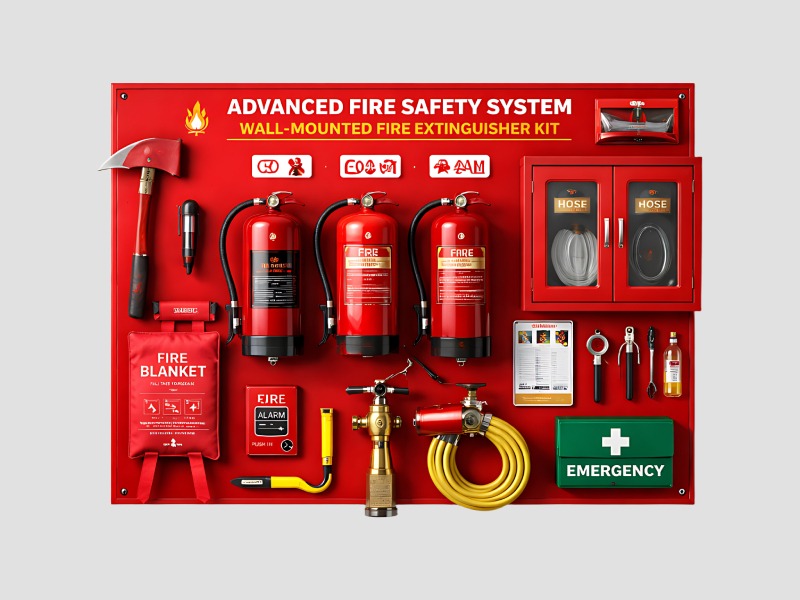 Advanced Fire Safety System Wall-Mounted Fire Extinguisher Kit