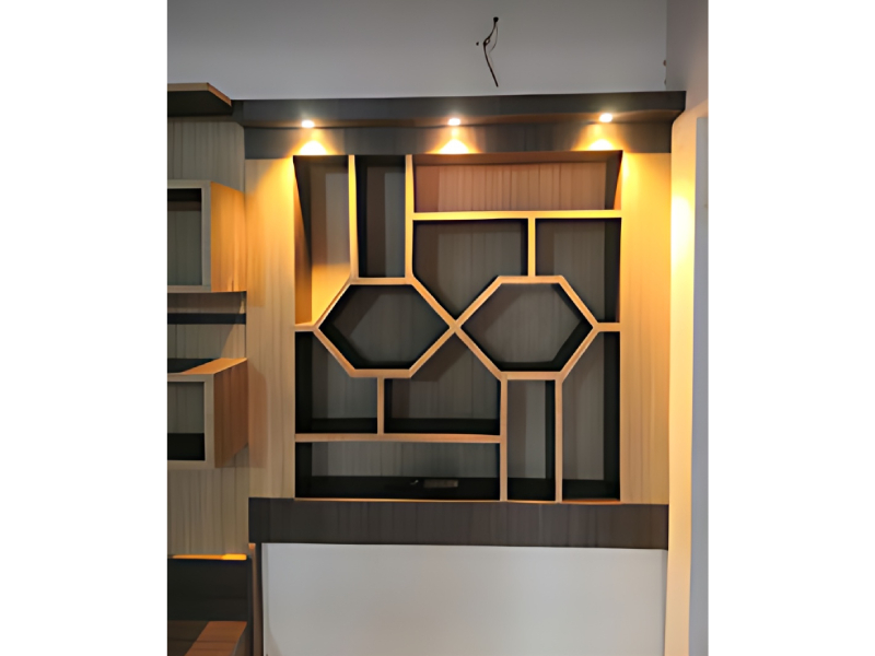 Decorative Wall Mounted Display Shelf Unit Geometric Design For Living Room Interiors