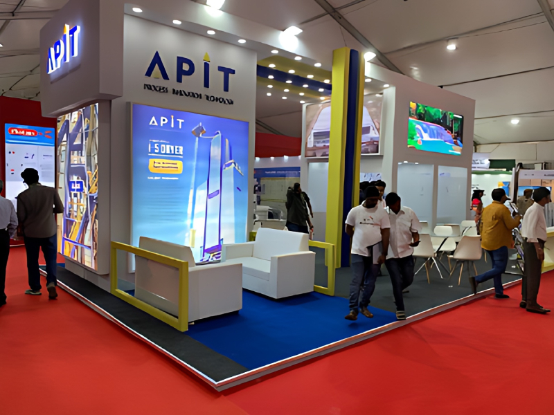 Modular Exhibition Stall 3x3m Blue-White Panels For Corporate Events