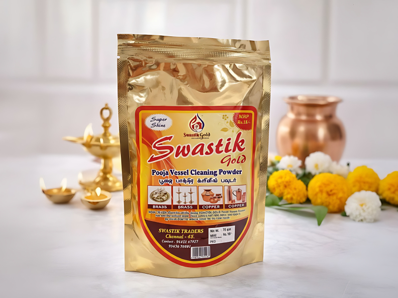 Pooja Brass & Copper Cleaning Powder 75g – Swastik Gold