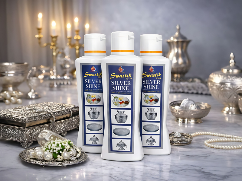 Swastik Gold Silver Shine Liquid 200ml for Silver Articles & Utensil Cleaning
