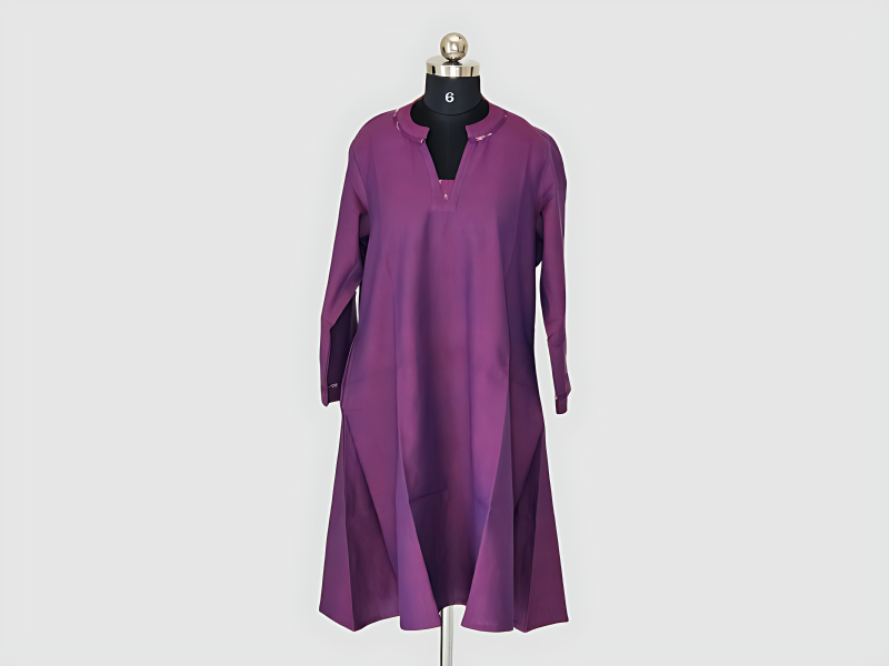 Purple Plain Cotton Kurta For Everyday Ethnic Wear
