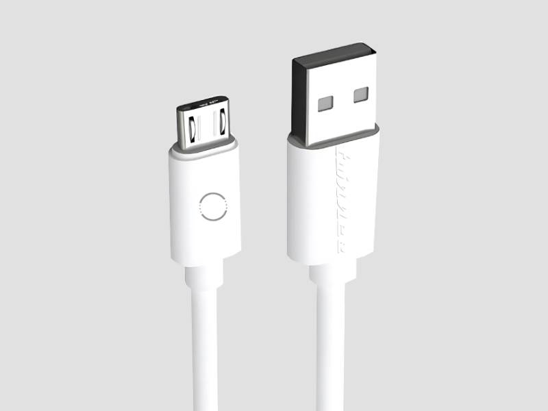 0.25 Meter White Small USB To Micro USB Fast Charging And Data Transfer Cable PVC Material