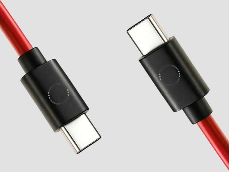 1 Meter Type C To Type C Fast Charging And Data Transfer Cable Red Color PVC material