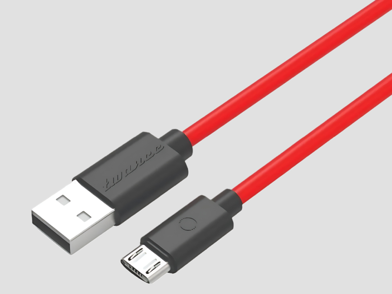 USB To Micro USB 2.4A Charging Cable Red Color PVC Material 1 Meter