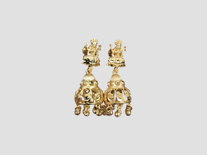 Jimikki Traditional Gold Finish Jhumka Earrings For Festive Use 92459