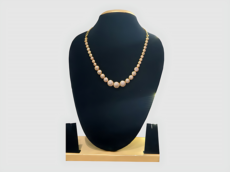 Gold Plated Circular Stone Link Necklace For Bridal And Party Wear
