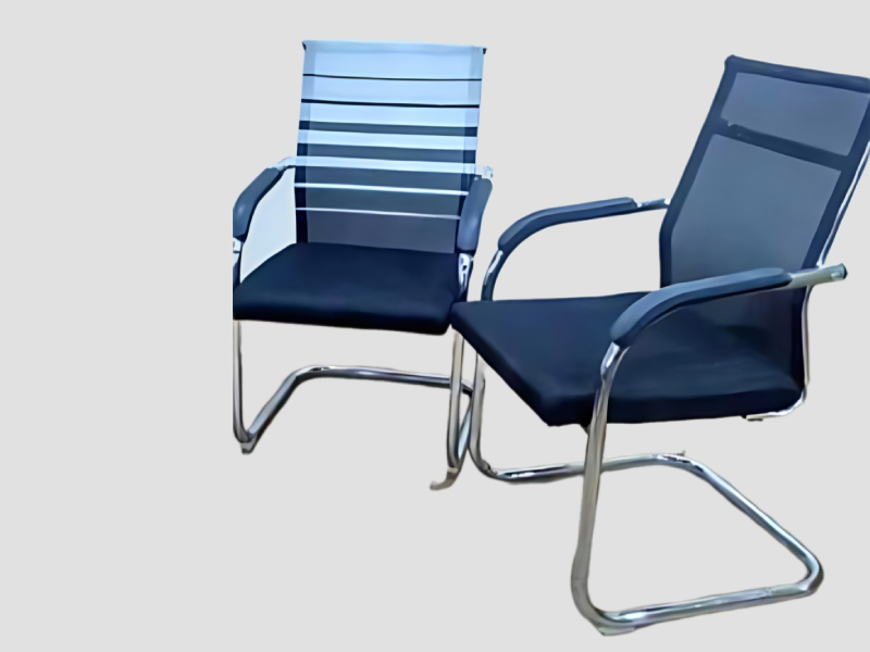 Chrome Frame Visitor Chair with Mesh Back and Cushioned Seat For Corporate Office Use