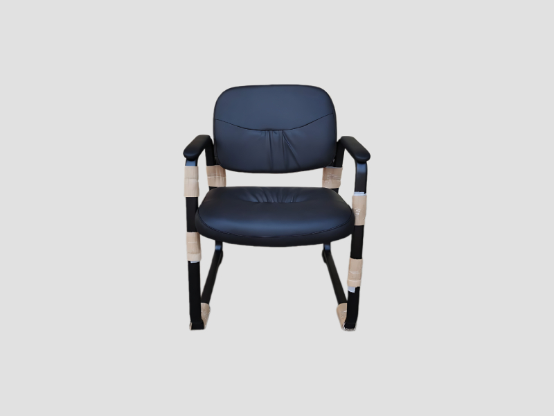Leatherette Cushioned Visitor Chair with Fixed Armrests and Sled Base For Office Reception Use