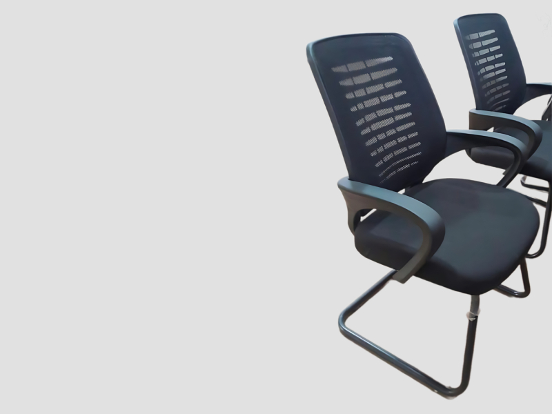 Mesh Back Visitor Chair with Cushioned Seat and Fixed Arm Support For Conference Use