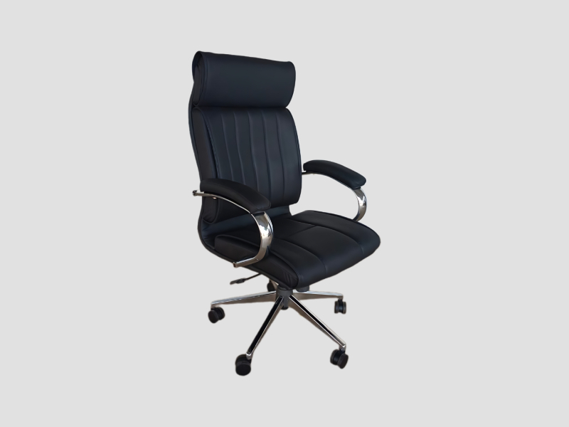 Premium Leatherette High Back Executive Chair with Chrome Armrests For Boardroom Use