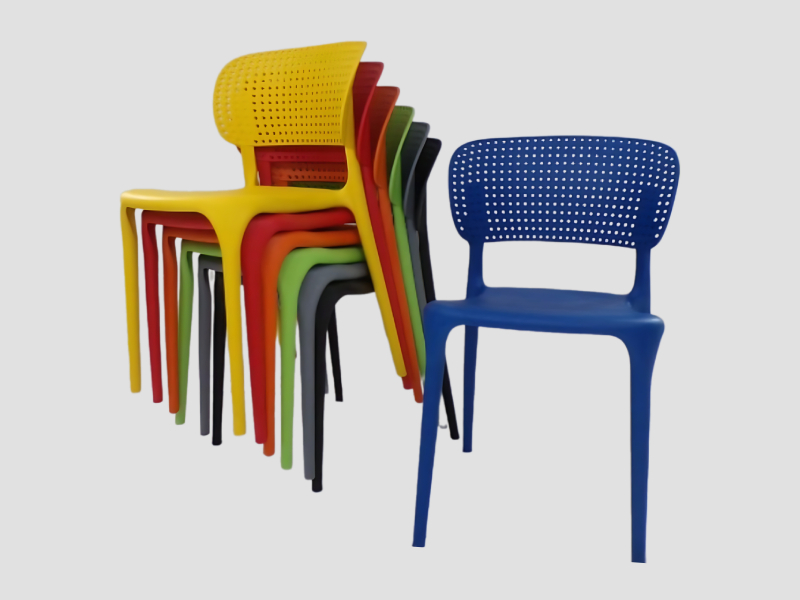 Stackable Polypropylene Cafeteria Chair with Perforated Backrest For Food Court Use